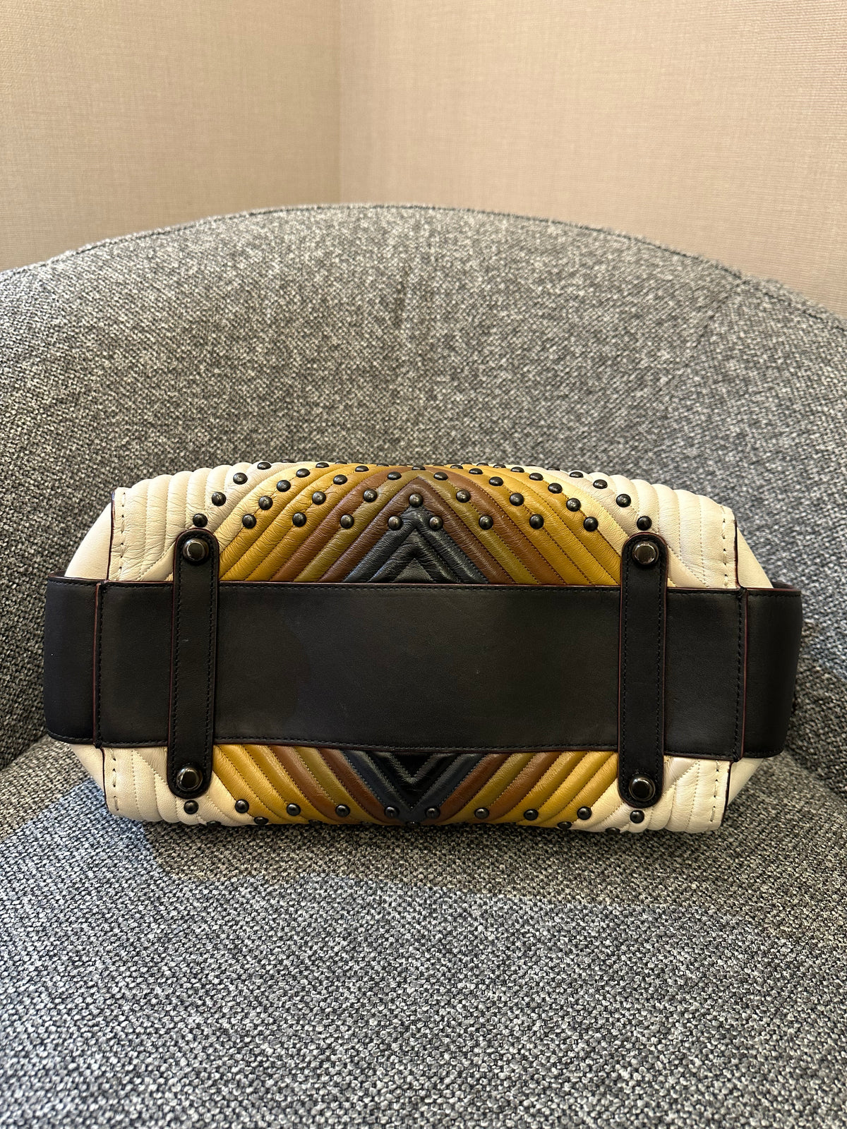 Coach Double Swagger With Coloblock Quilting And Studs