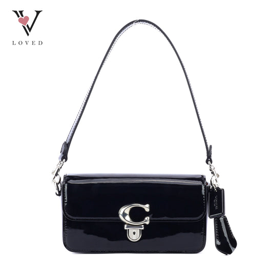 Coach Studio Baguette Shoulder Bag in Black Patent Leather