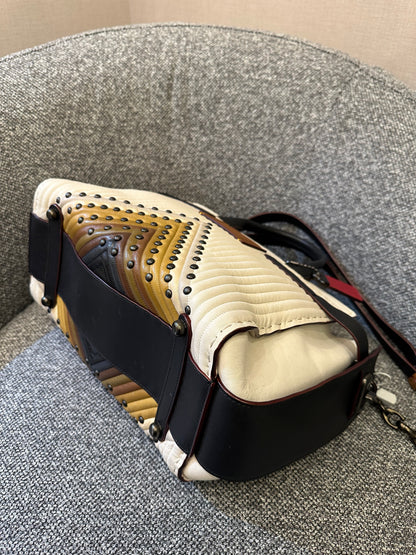 Coach Double Swagger With Coloblock Quilting And Studs