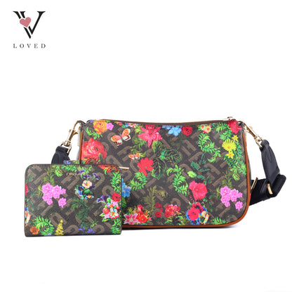 Furla Moon Shoulder Bag and Compact Wallet in Floral Print