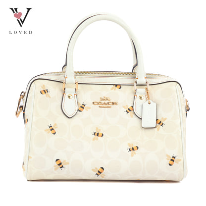 Coach Rowan Satchel in Signature Canvas with Bee Print