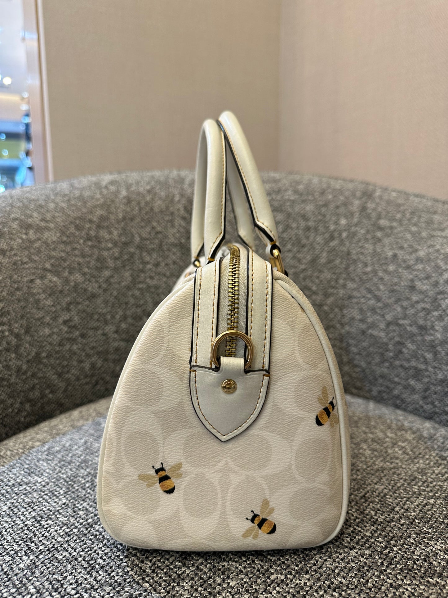 Coach Rowan Satchel in Signature Canvas with Bee Print