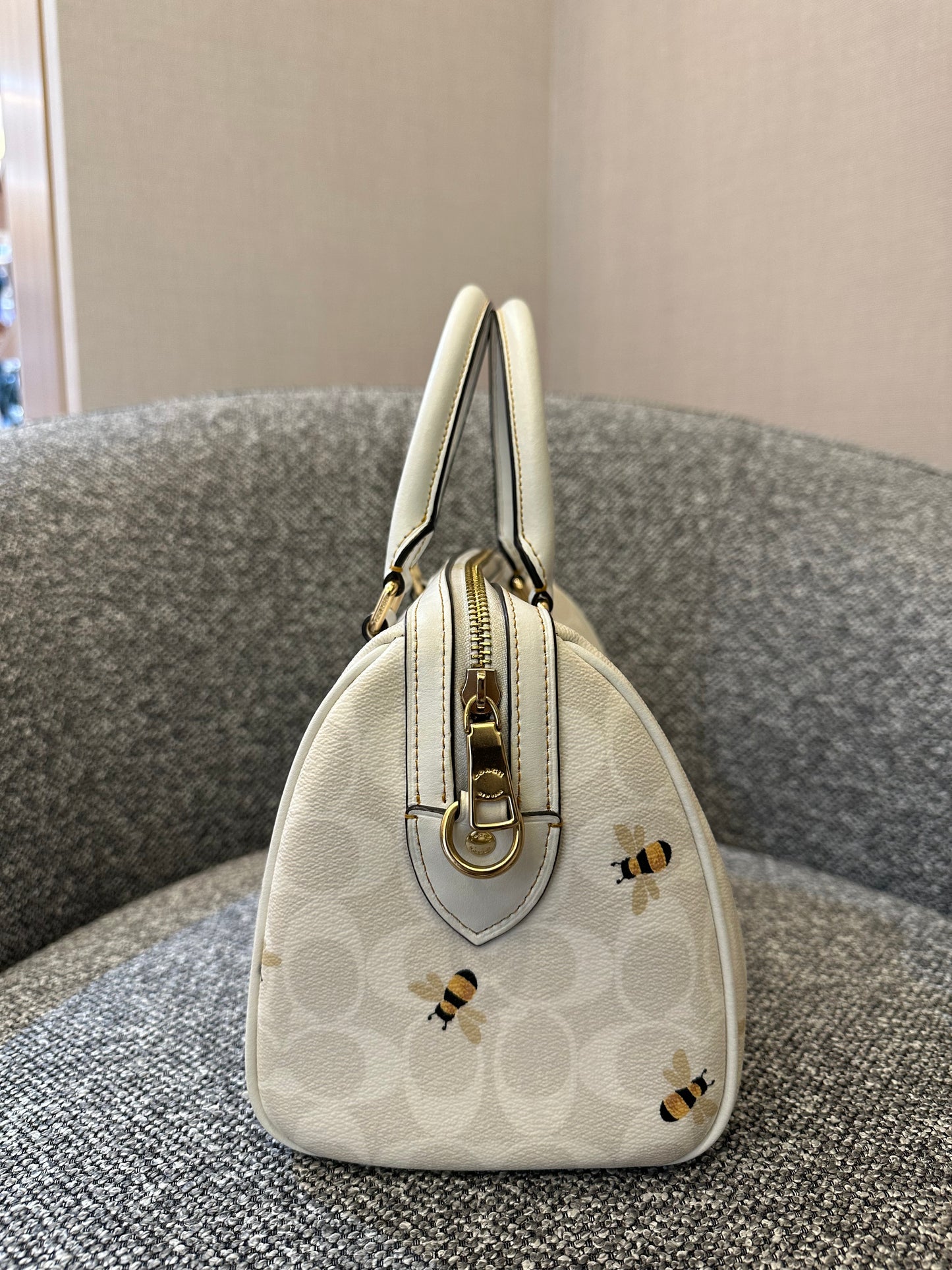 Coach Rowan Satchel in Signature Canvas with Bee Print