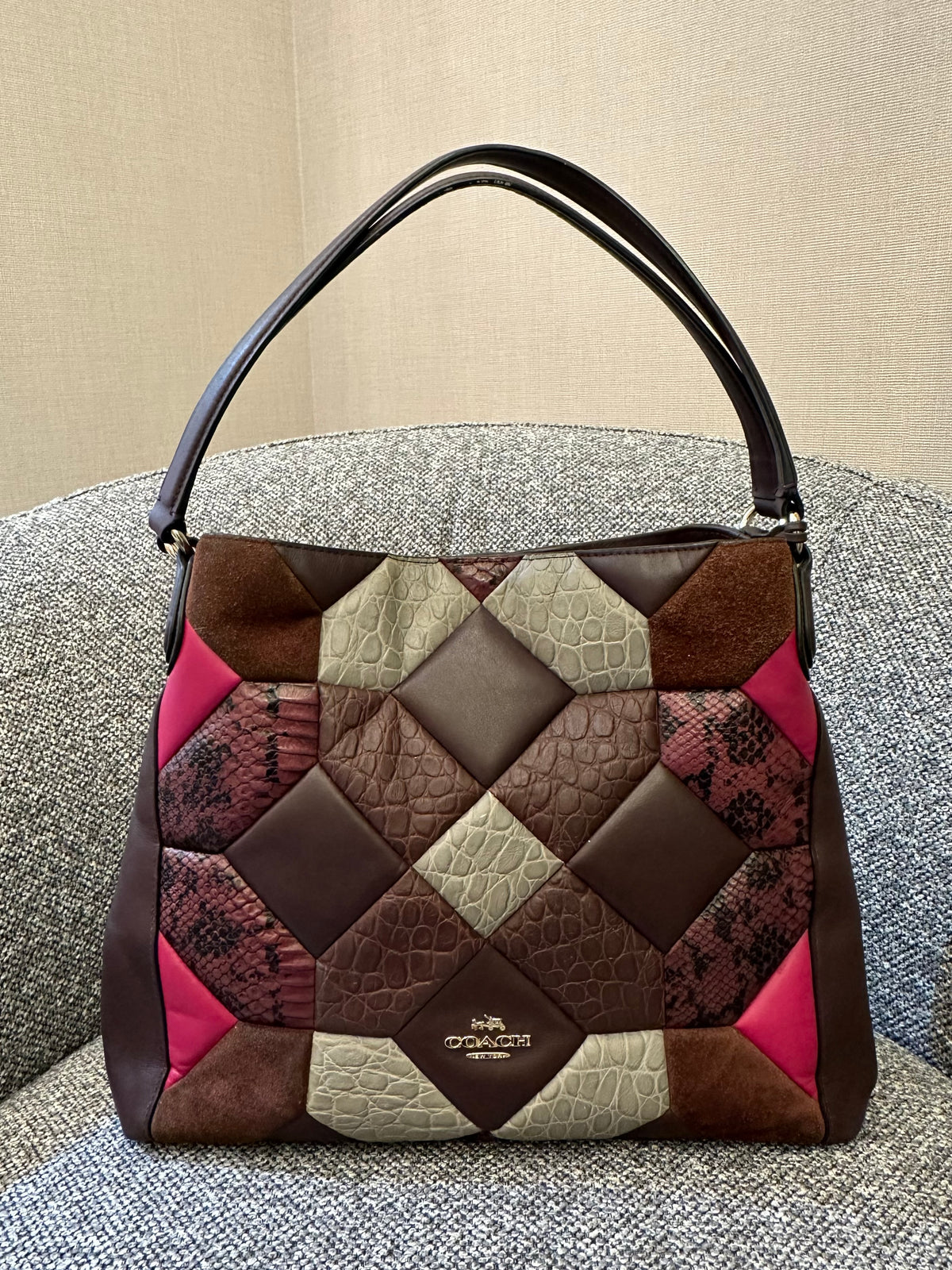 Coach Edie 31 Canyon Shoulder Bag Quilt Exotic Leather