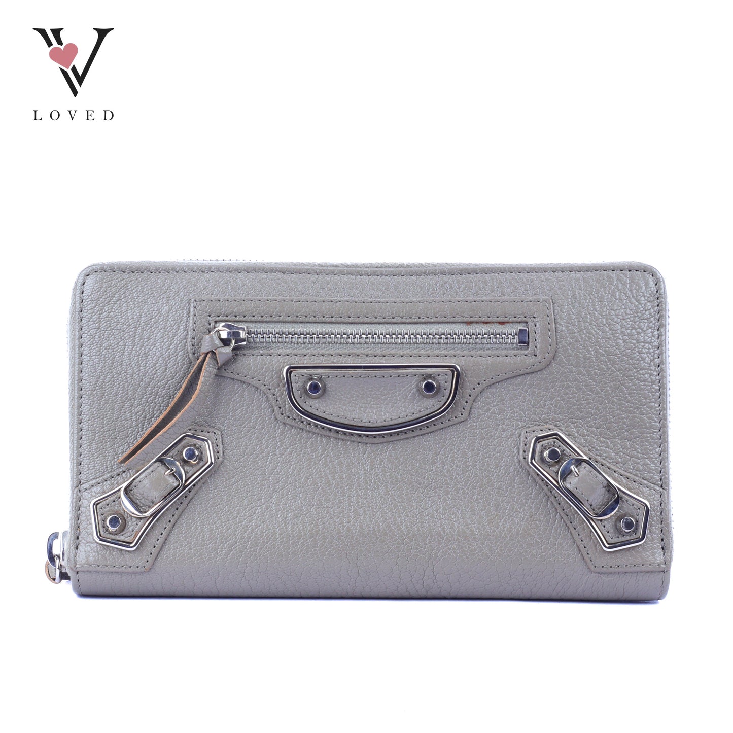 Balenciaga Metallic Edge Continental Wallet in Grey Leather