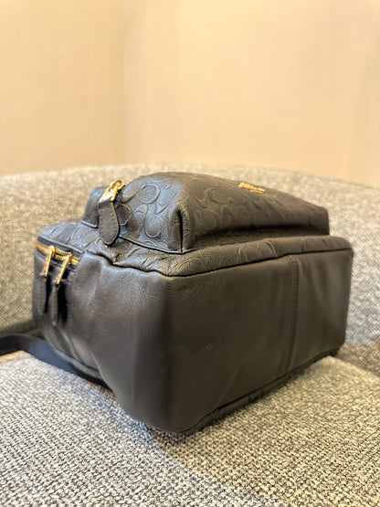 Coach Charlie Backpack in Black Signature Embossed Leather