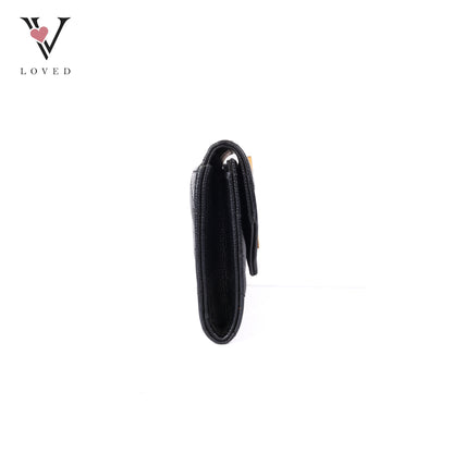 Black Grain De Poudre Cassandre Matelasse Small Envelope Wallet