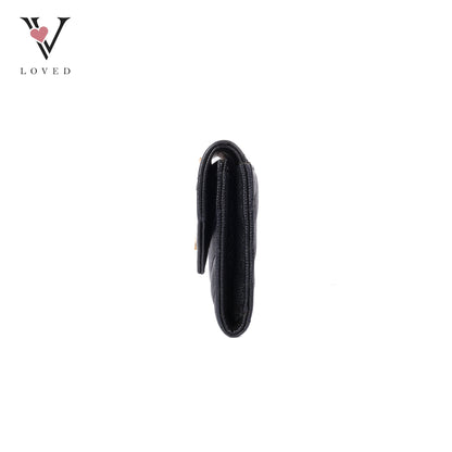 Black Grain De Poudre Cassandre Matelasse Small Envelope Wallet