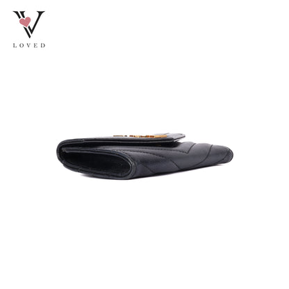 Black Grain De Poudre Cassandre Matelasse Small Envelope Wallet