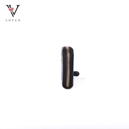 Black Saffiano Zip Around Compact Wallet