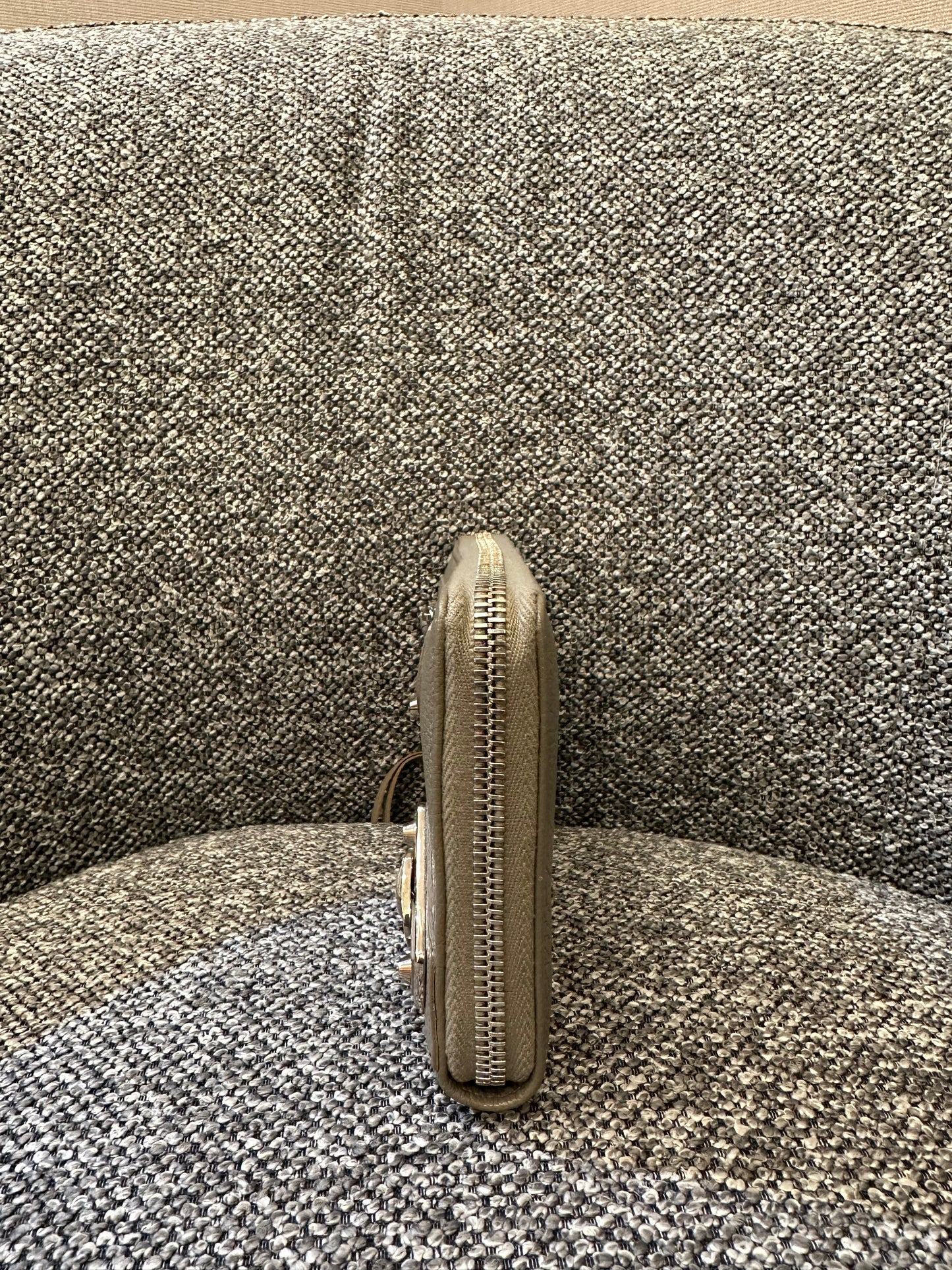 Balenciaga Metallic Edge Continental Wallet in Grey Leather