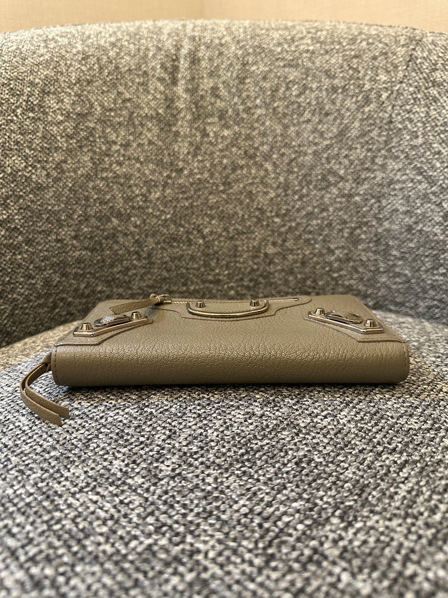 Balenciaga Metallic Edge Continental Wallet in Grey Leather