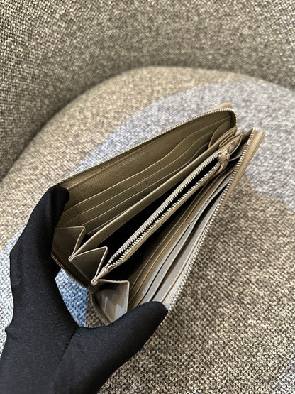Balenciaga Metallic Edge Continental Wallet in Grey Leather