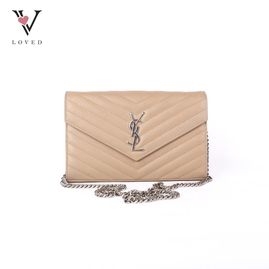 Cassandre Envelope Chain Wallet In Grain De Poudre Leather