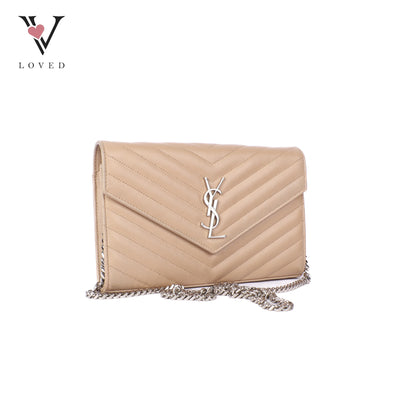 Cassandre Envelope Chain Wallet In Grain De Poudre Leather