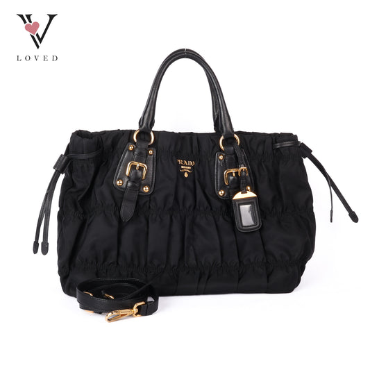 Black Tessuto Nylon Gauffre Tote Bag