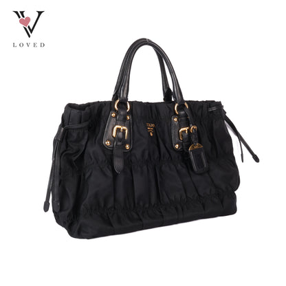 Black Tessuto Nylon Gauffre Tote Bag