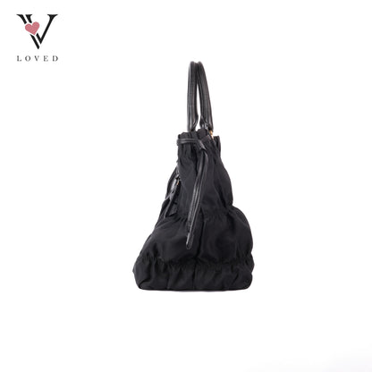 Black Tessuto Nylon Gauffre Tote Bag