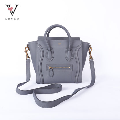Drummed Calfskin Luggage Nano Kohl