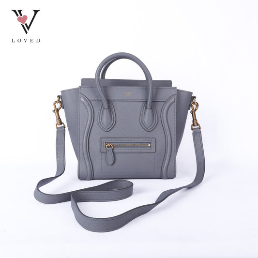 Drummed Calfskin Luggage Nano Kohl