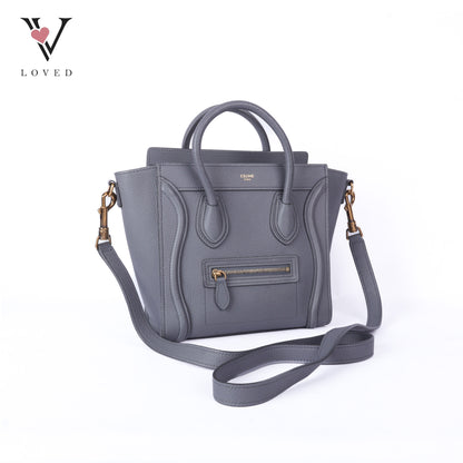 Drummed Calfskin Luggage Nano Kohl