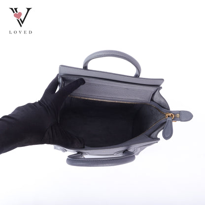 Drummed Calfskin Luggage Nano Kohl