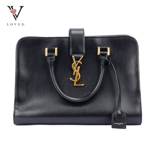Yves Saint Laurent Baby Cabas Monogram in Black Calfskin Leather