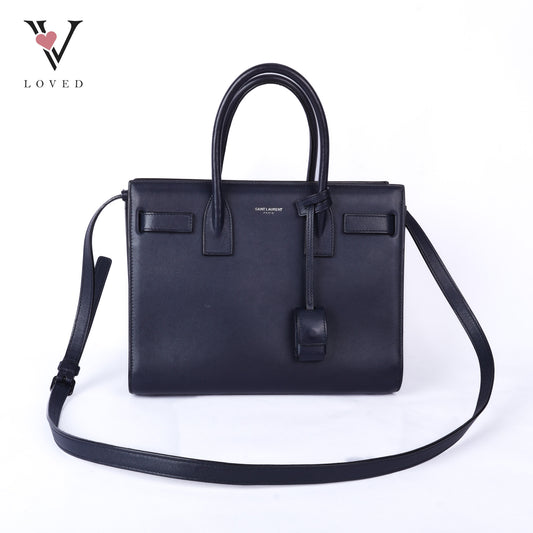 Sac De Jour Baby Black Leather Tote Bag