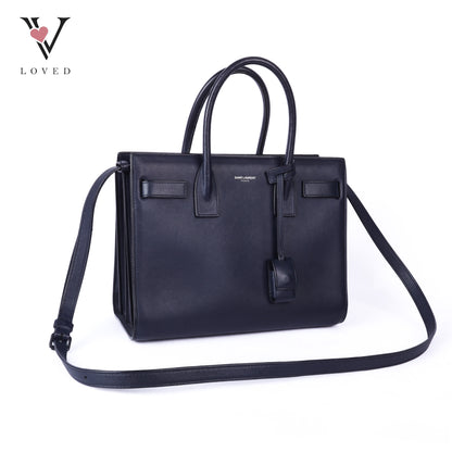 Sac De Jour Baby Black Leather Tote Bag