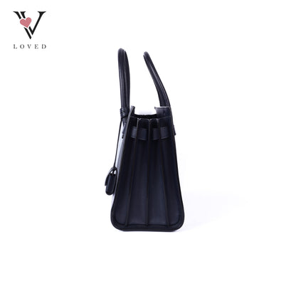 Sac De Jour Baby Black Leather Tote Bag