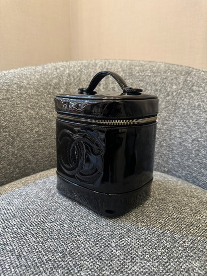 Chanel Timeless Vanity Case In Black Patent Leather