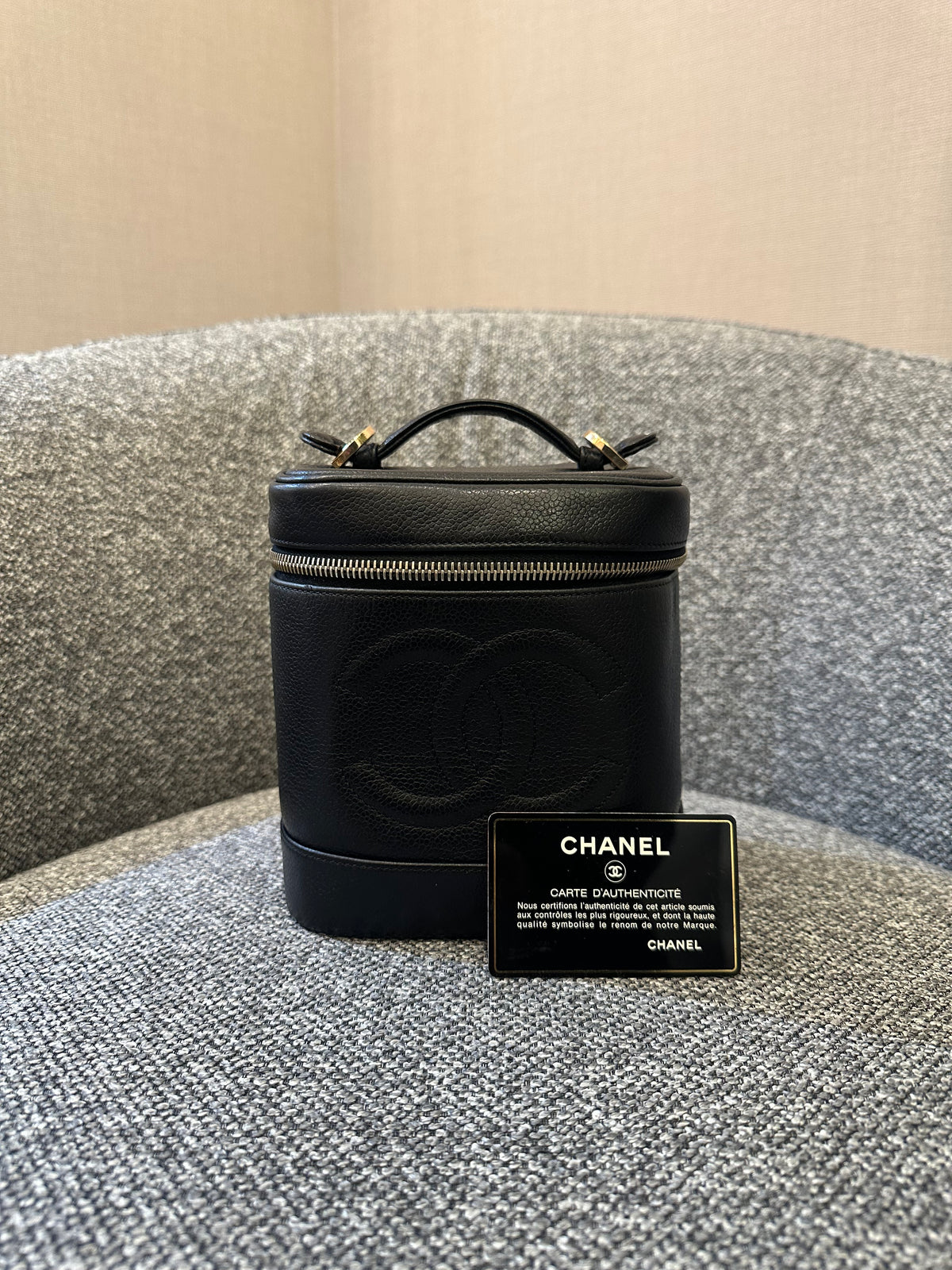 Chanel CC Vanity Case In Black Caviar Leather