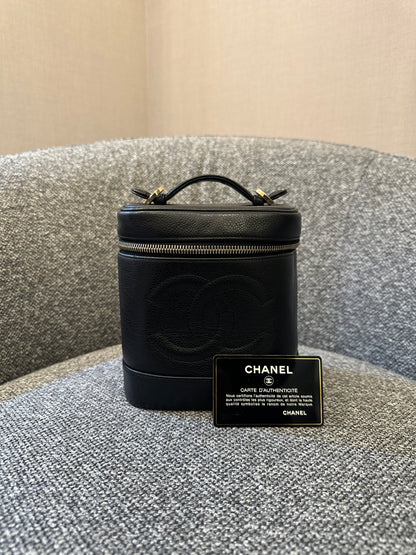 Chanel CC Vanity Case In Black Caviar Leather