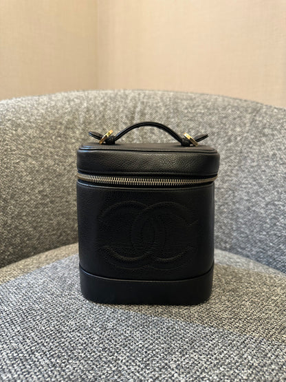 Chanel CC Vanity Case In Black Caviar Leather