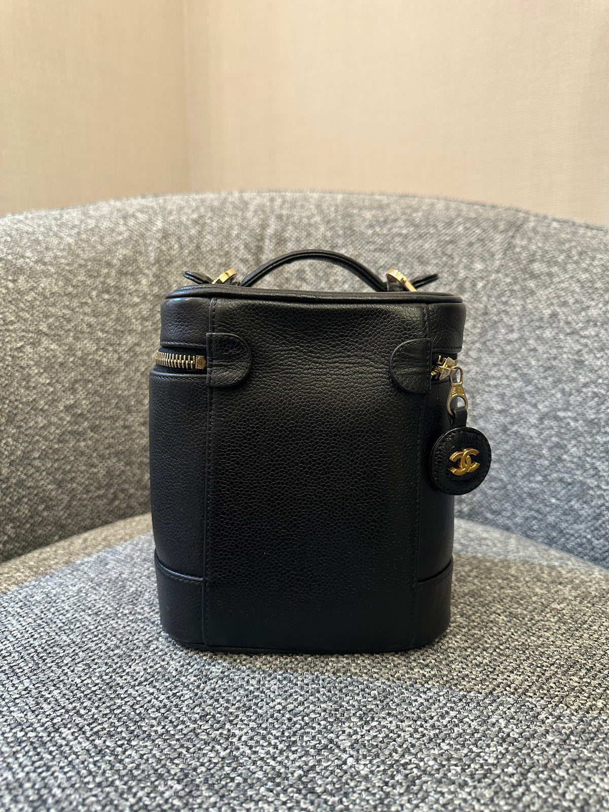 Chanel CC Vanity Case In Black Caviar Leather
