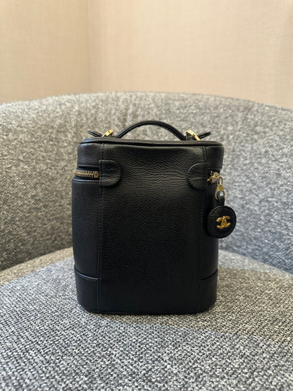 Chanel CC Vanity Case In Black Caviar Leather