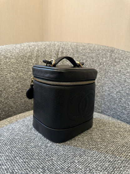 Chanel CC Vanity Case In Black Caviar Leather