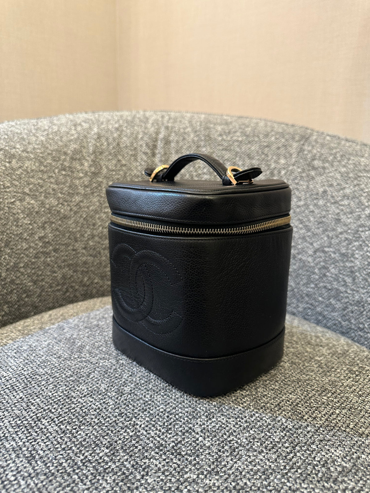 Chanel CC Vanity Case In Black Caviar Leather