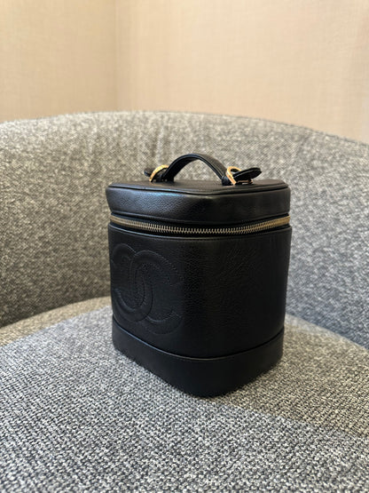 Chanel CC Vanity Case In Black Caviar Leather