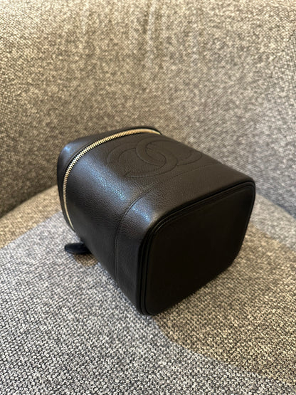 Chanel CC Vanity Case In Black Caviar Leather