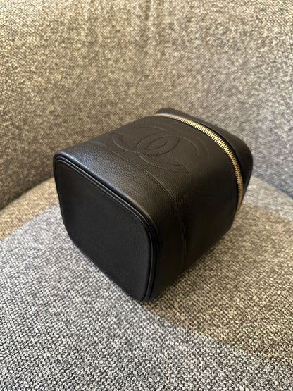 Chanel CC Vanity Case In Black Caviar Leather