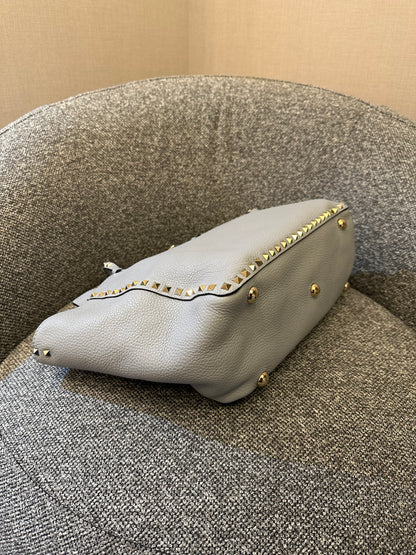 Valentino Garavani Rockstud Tote Bag In Light Blue Leather