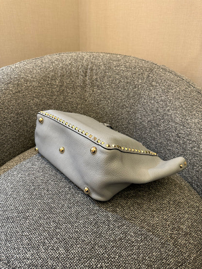 Valentino Garavani Rockstud Tote Bag In Light Blue Leather