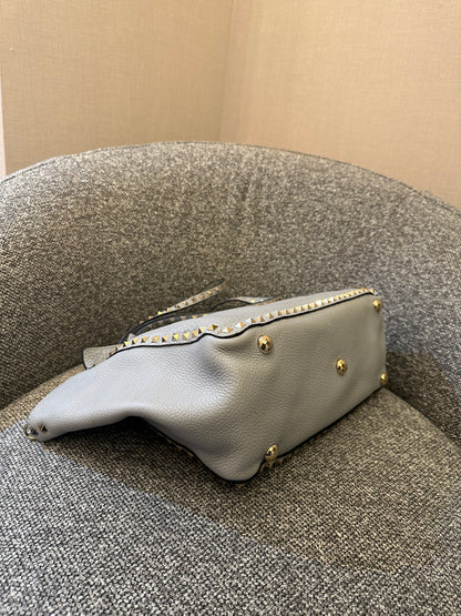 Valentino Garavani Rockstud Tote Bag In Light Blue Leather