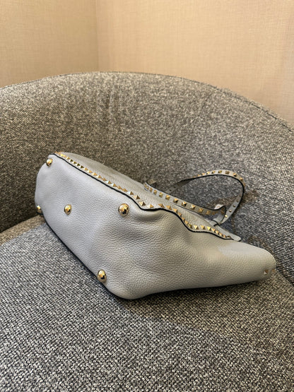 Valentino Garavani Rockstud Tote Bag In Light Blue Leather