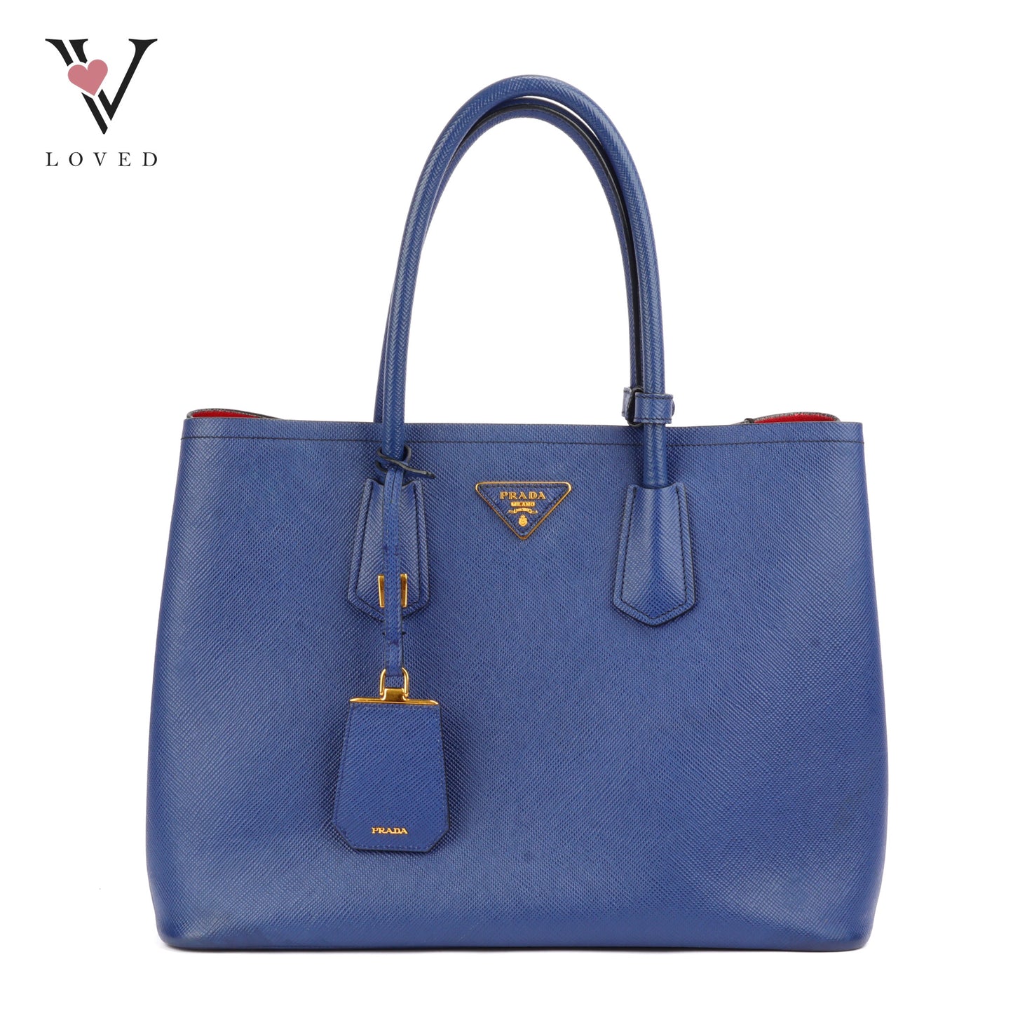 Prada Saffiano Lux Tote Two-Way in Blue Leather