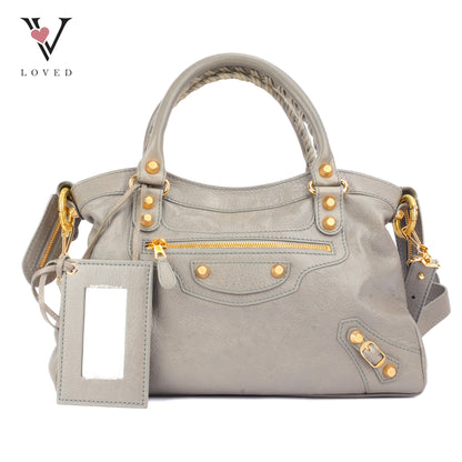 Balenciaga Metallic Edge City Handbag in Grey Leather