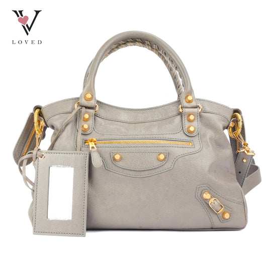 Balenciaga Metallic Edge City Handbag in Grey Leather