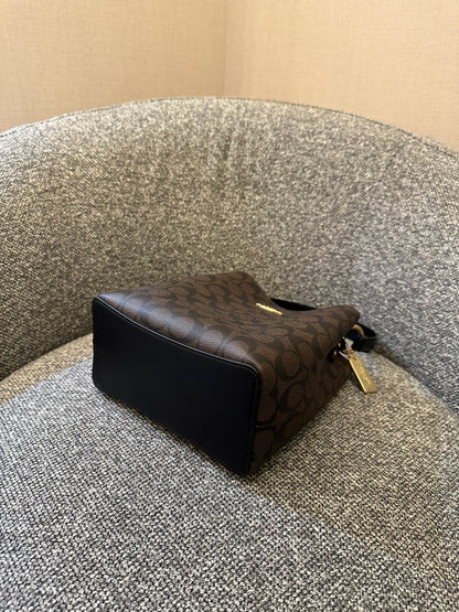 Coach Small Town Bucket Bag In Dark Brown Monogram Signature Canvas
