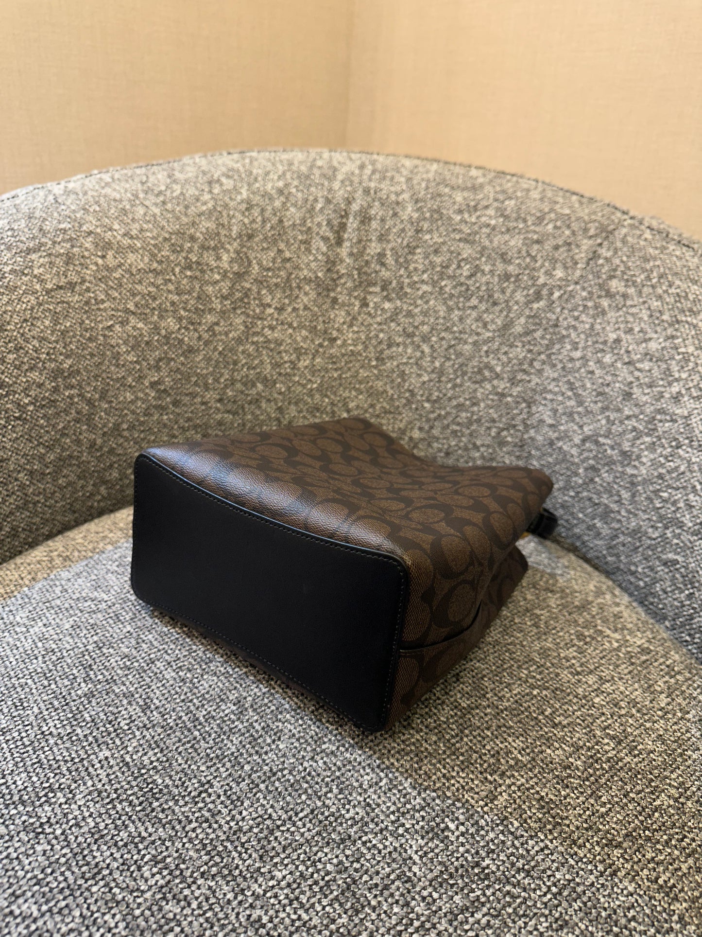 Coach Small Town Bucket Bag In Dark Brown Monogram Signature Canvas